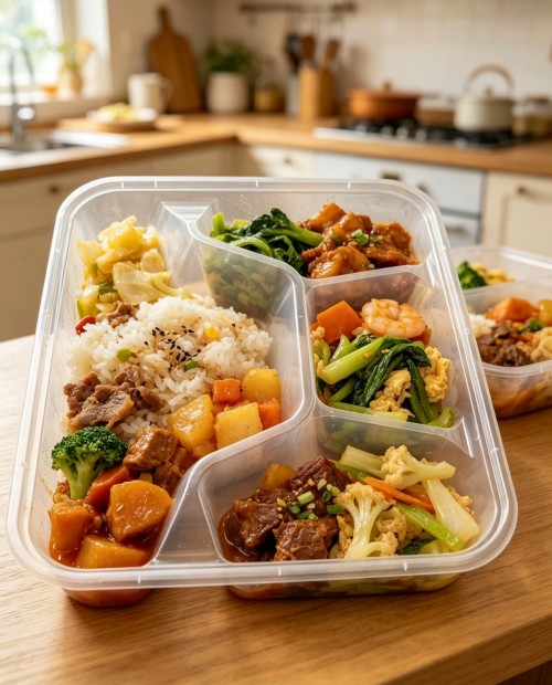 PP four-layer square lunch box